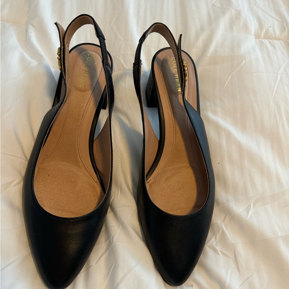 NWOT Cole Haan Sling Back Heels Classic and Timeless. Upper Leather and Manmade.
